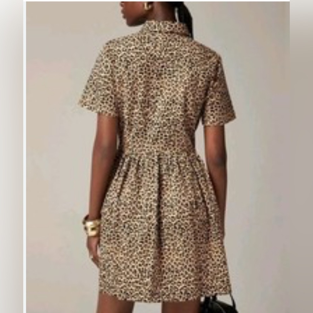 J. Crew A Line Shirt Dress in Leopard Chino for Women - Picture 2 of 8
